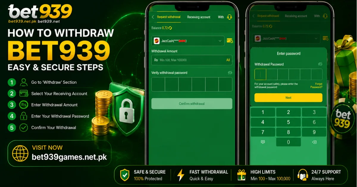 Withdrawal methods in bet939 app